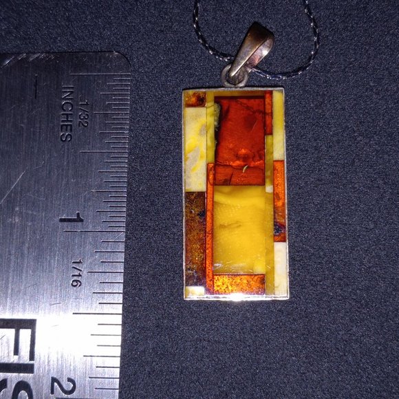Vintage Baltic Amber Sterling Silver Pendant Neclace - Picture 2 of 6